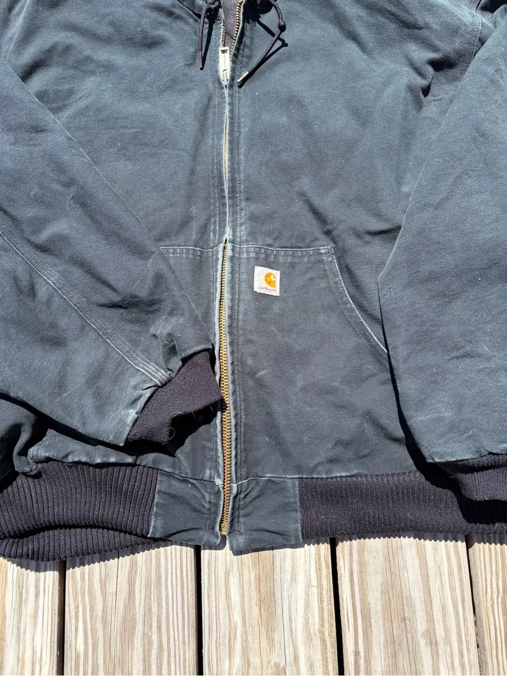 Carhartt J140 2XL Black Duck Canvas‎ Hooded Fleece Quilt Lined Jacket XXL USA